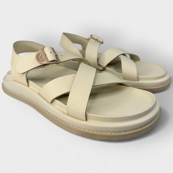 Chaco Women’s Townes Sandals Angora Beige Leather Size 7/ EU38  JCH109470Z - Picture 1 of 13